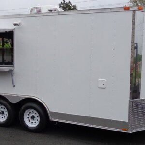 8.5 x 14 Custom Kitchen Trailer with dual marquee windows and vent hood - view 7
