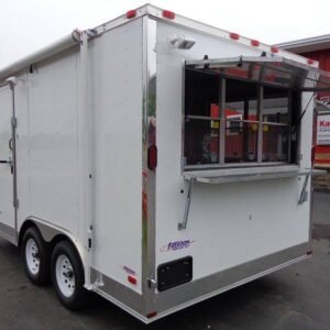 8.5 x 14 Custom Kitchen Trailer with dual marquee windows and vent hood - view 11