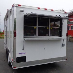 8.5 x 14 Custom Kitchen Trailer with dual marquee windows and vent hood - view 5