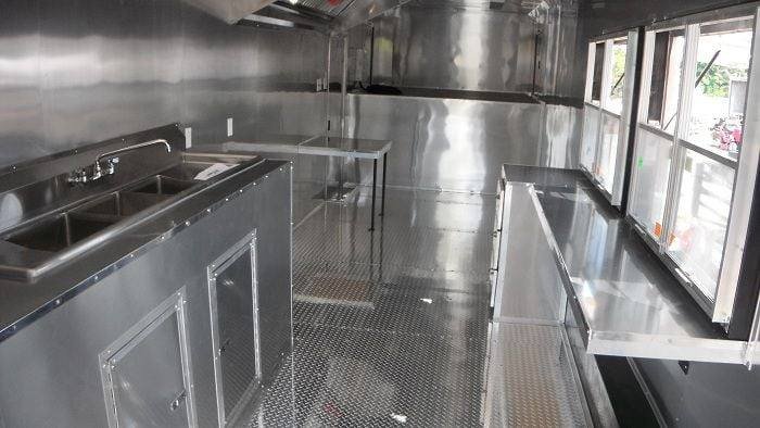 Concession Trailer 8.5’x34′ Food BBQ Vending Event Gooseneck (Orange) Restroom — photo 9
