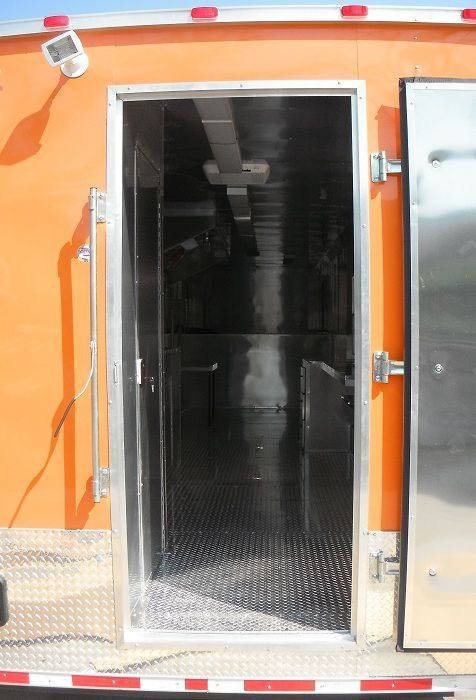 Concession Trailer 8.5’x34′ Food BBQ Vending Event Gooseneck (Orange) Restroom — photo 11