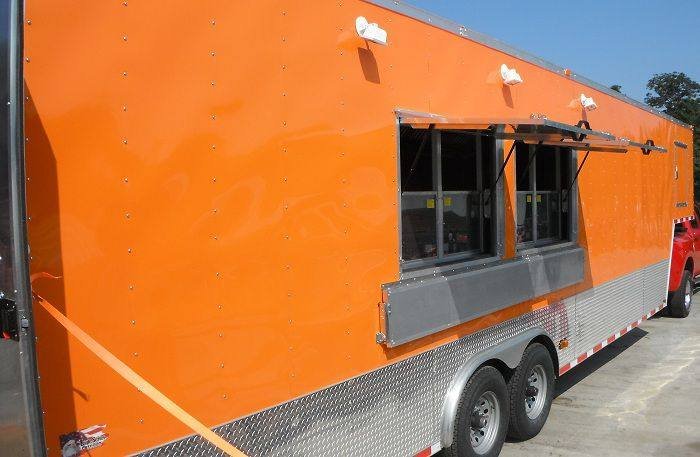 Concession Trailer 8.5’x34′ Food BBQ Vending Event Gooseneck (Orange) Restroom — photo 13