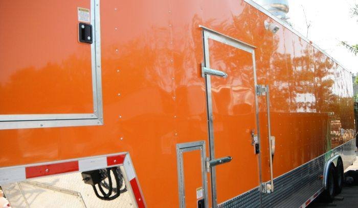 Concession Trailer 8.5’x34′ BBQ Smoker Catering Food Event (Orange) Restroom — photo 9