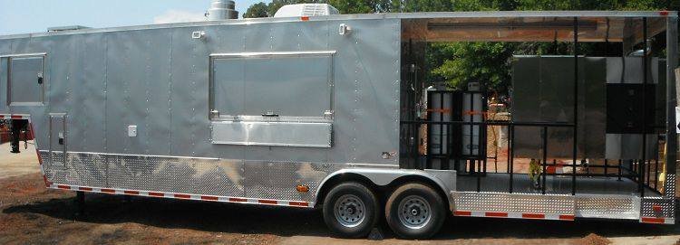 Concession Trailer 8.5′ x 38′ Silver Gooseneck Catering — photo 3