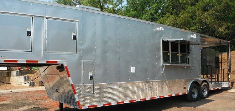 Concession Trailer 8.5′ x 38′ Silver Gooseneck Catering — photo 7