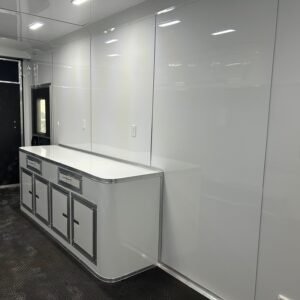 8.5 x 24 White Office Trailer with mini-split and display window - view 4