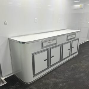 8.5 x 24 White Office Trailer with mini-split and display window - view 8