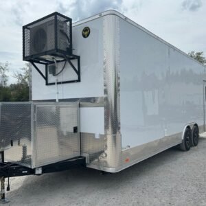 8.5 x 24 White Office Trailer with mini-split and display window - view 3