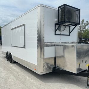 8.5' X 24' White Custom Office and Marketing Concession Trailer