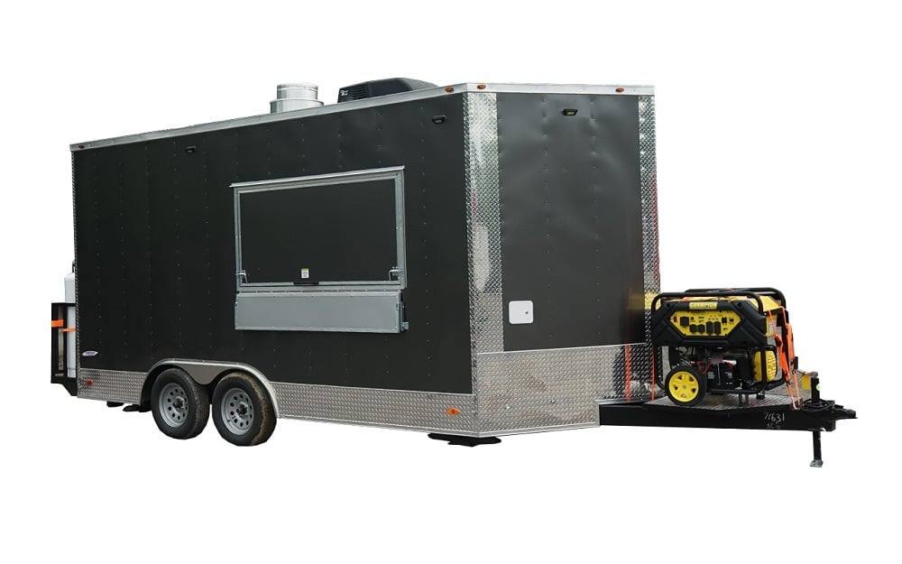 8.5′ x 16′ Charcoal Gray Concession Trailer with Appliances