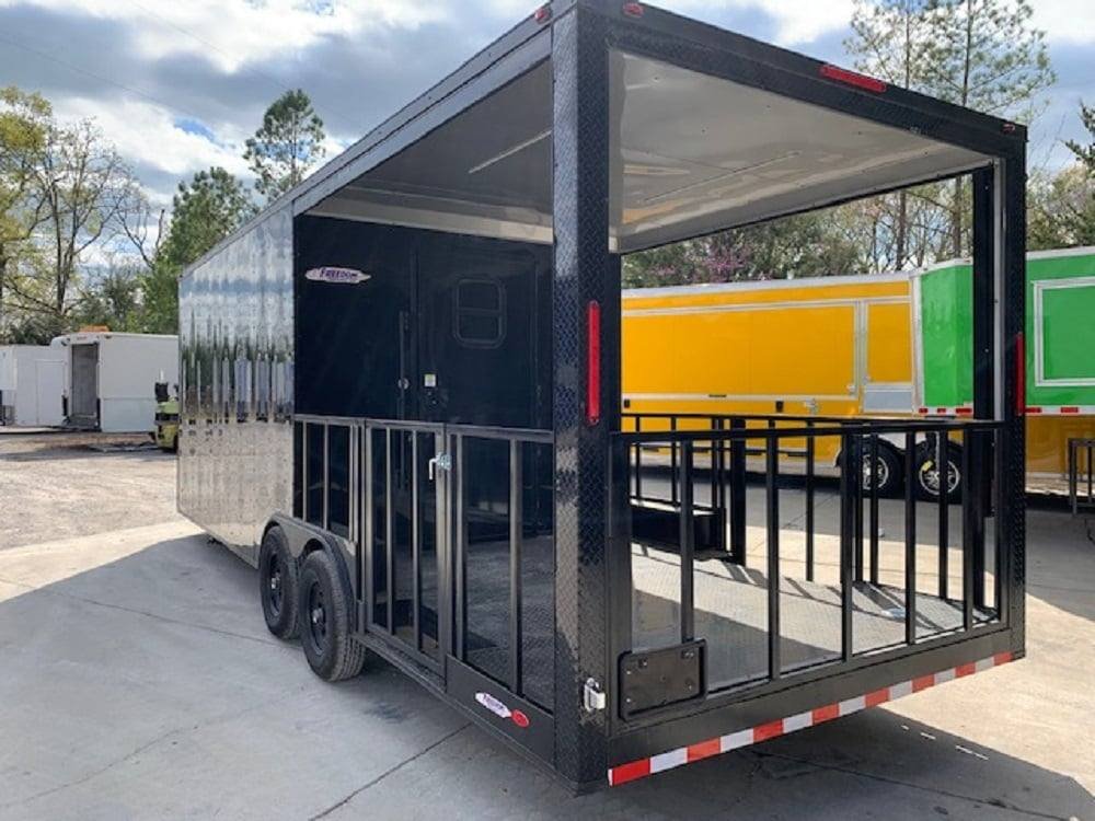 8.5′ x 24′ Black Porch Style BBQ Concession Food Trailer — photo 2