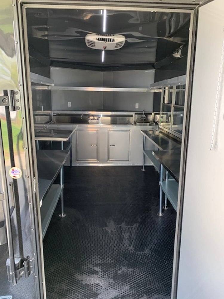 8.5′ x 24′ Black Porch Style BBQ Concession Food Trailer — photo 3