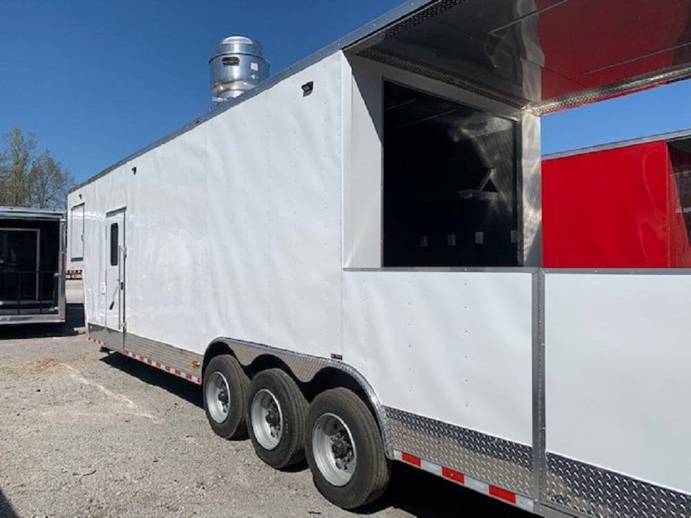 8.5′ x 40′ White BBQ Gooseneck Concession Food Trailer — photo 3
