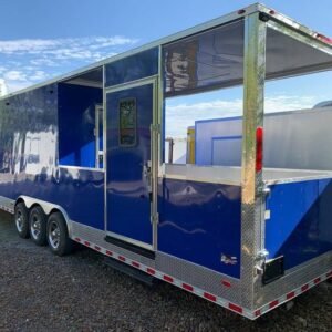 8.5' x 53' Cobalt Blue Gooseneck Concession BBQ Food Trailer with Appliances