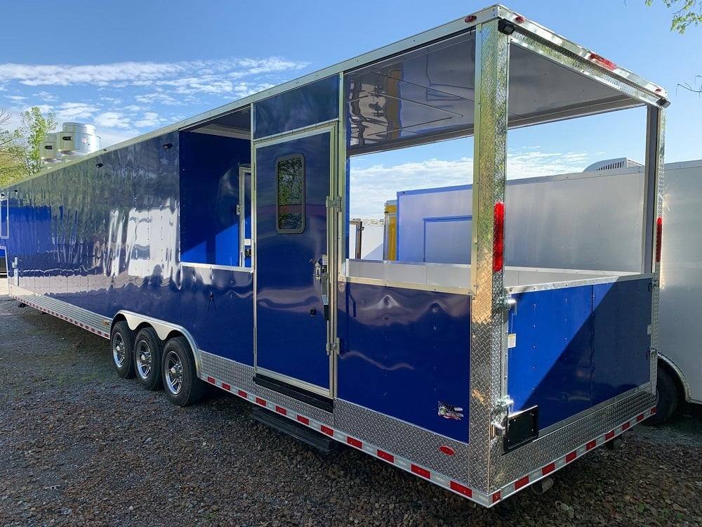 8.5′ x 53′ Cobalt Blue Gooseneck Concession BBQ Food Trailer with Appliances