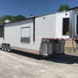 8.5' x 40' White BBQ Gooseneck Concession Food Trailer