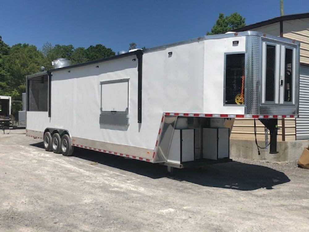 8.5′ x 40′ White BBQ Gooseneck Concession Food Trailer