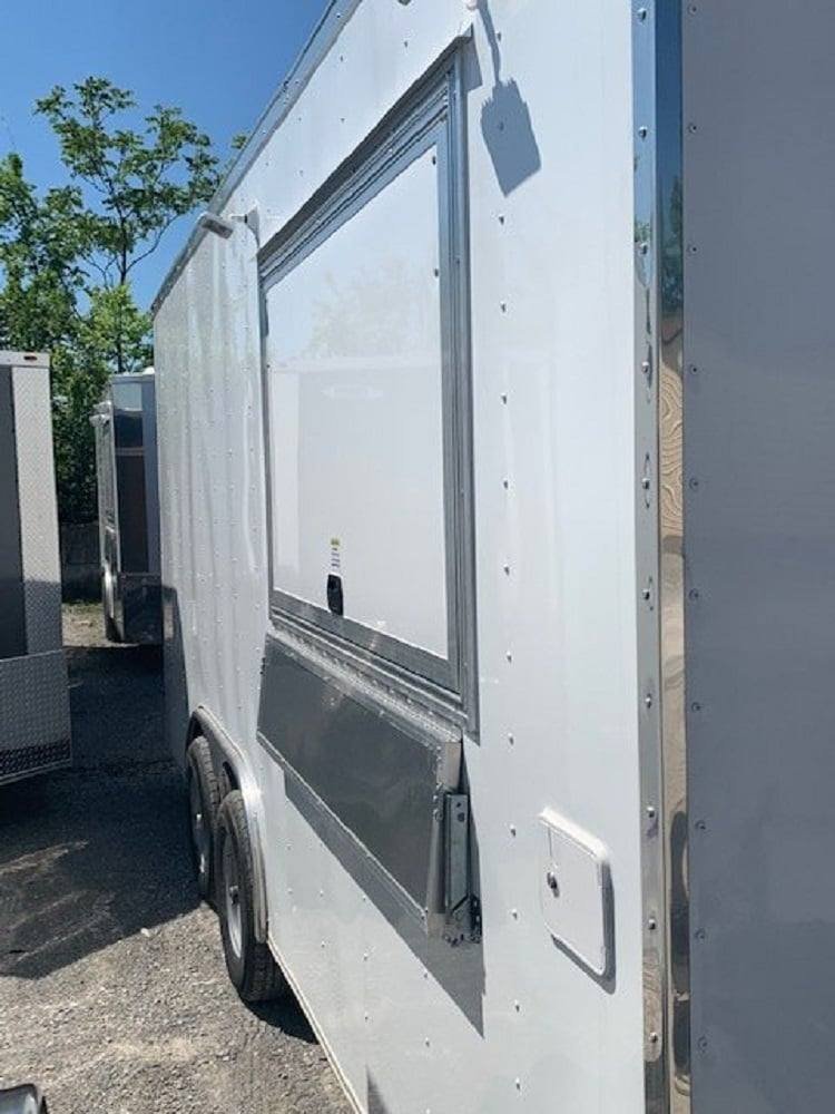 8.5′ x 16′ Custom White Concession Food Catering Trailer