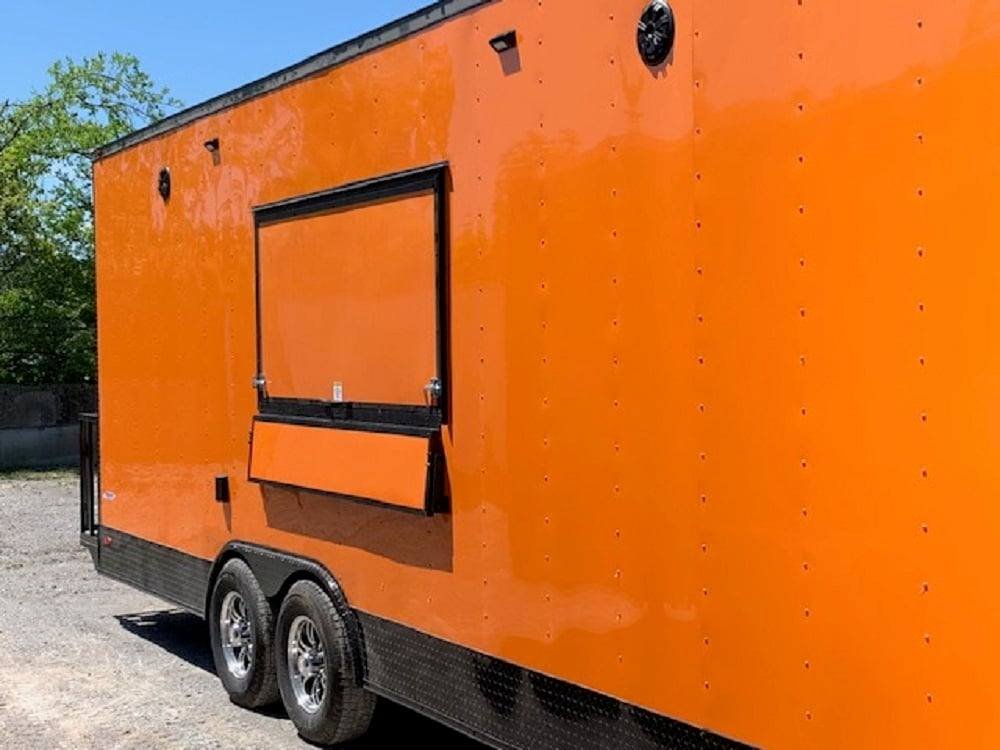 8.5′ x 24′ Orange Concession Food Trailer with Restroom — photo 4