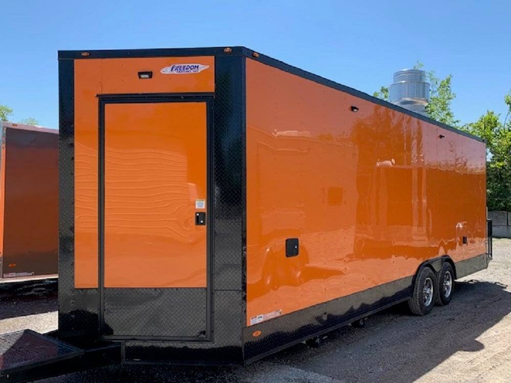 8.5′ x 24′ Orange Concession Food Trailer with Restroom