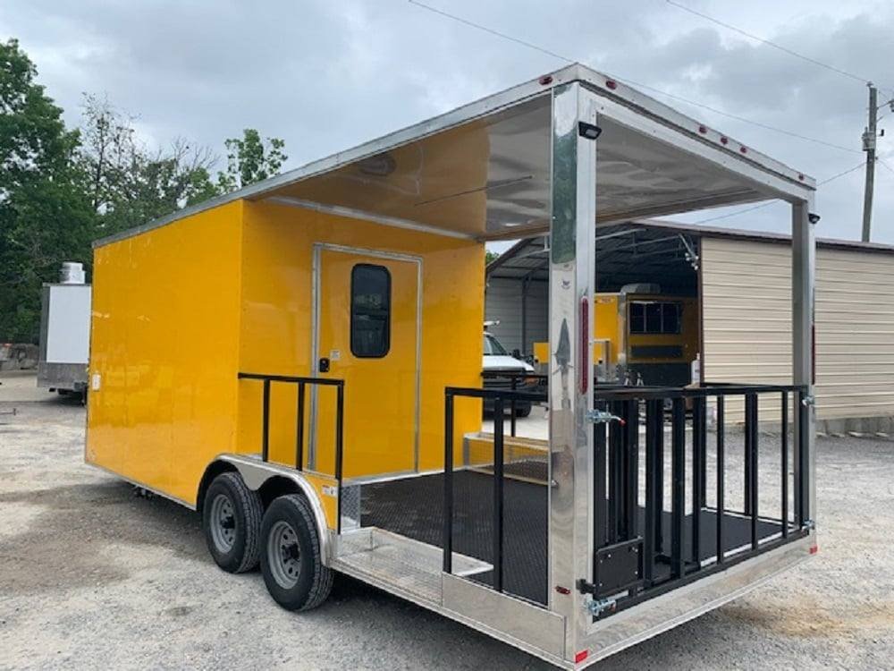 8.5′ x 22′ Penske Yellow BBQ Vending Concession Food Trailer — photo 5