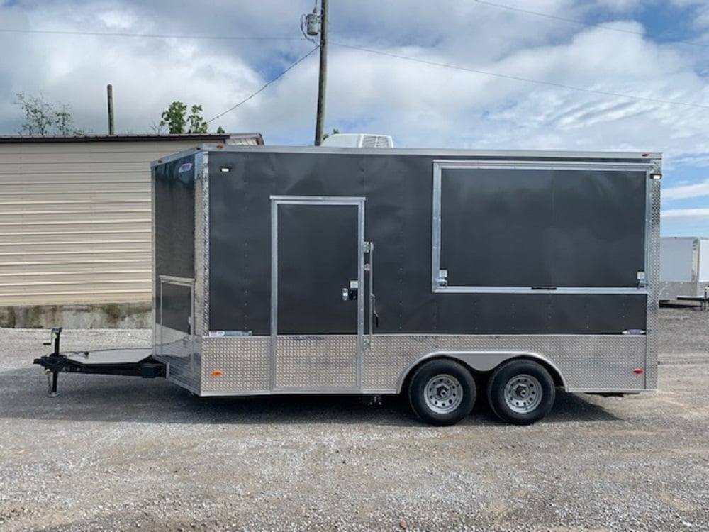 8.5×16 Med Charcoal Grey Porch Style Concession Food Trailer — photo 11