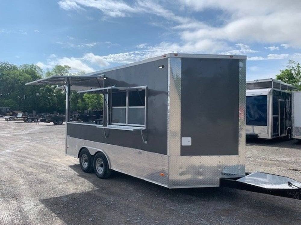 8.5×16 Med Charcoal Grey Porch Style Concession Food Trailer