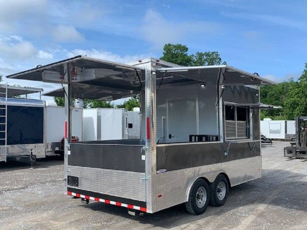 8.5×16 Med Charcoal Grey Porch Style Concession Food Trailer — photo 3