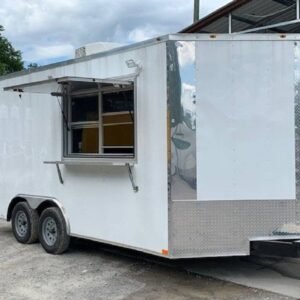 8.5' x 16' White Concession Food Trailer With Appliances