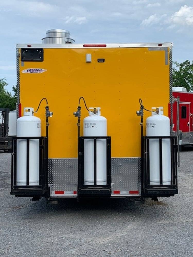 8.5′ x 24′ Penske Yellow Concession Food Trailer with Restroom — photo 4