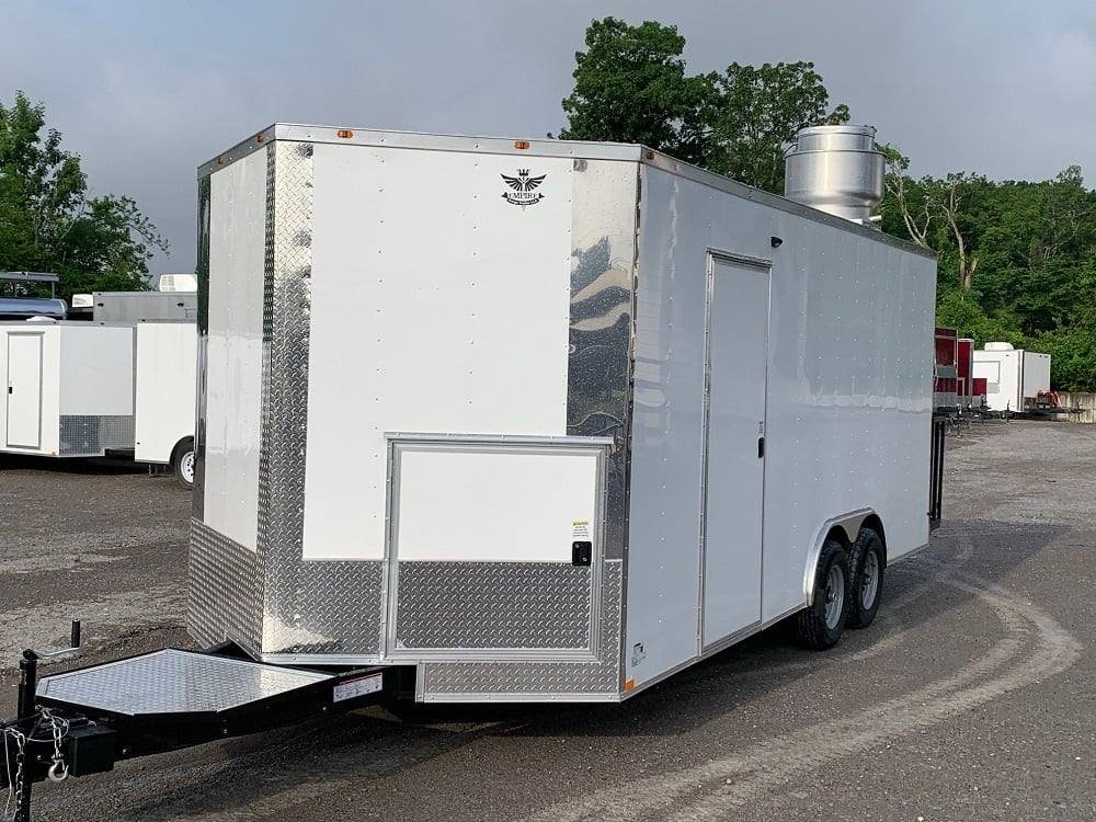 8.5′ x 20′ White V-Nose Food Concession Trailer
