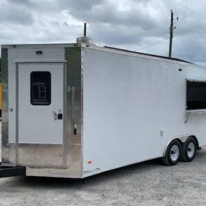 8.5' x 20' White V-Nose Concession Food Trailer with Appliances