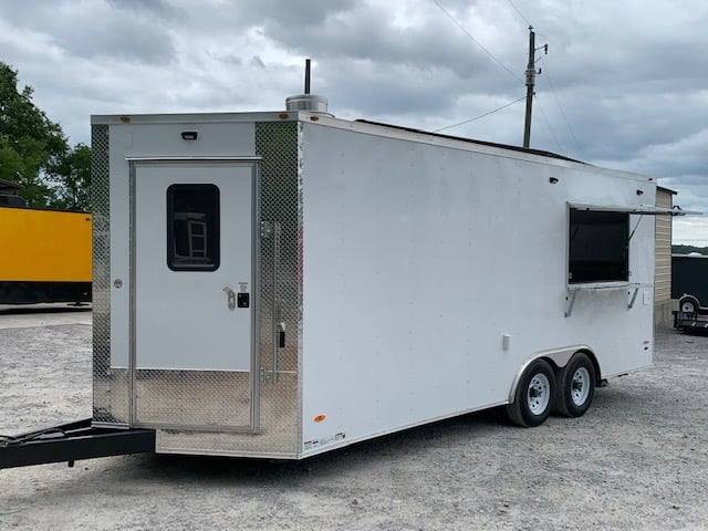 8.5′ x 20′ White V-Nose Concession Food Trailer with Appliances