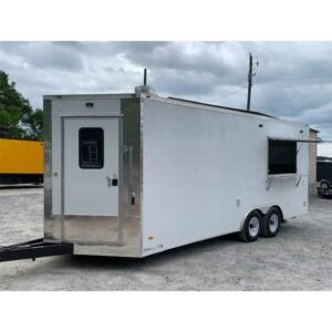 8.5' x 20' White V-Nose Concession Food Trailer
