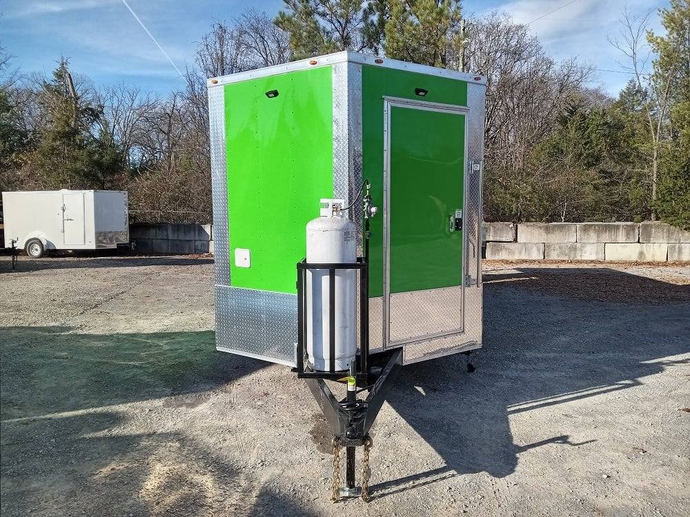 8.5′ x 24′ Lime Green BBQ Porch Style Concession Trailer with Restroom and Appliances — photo 2