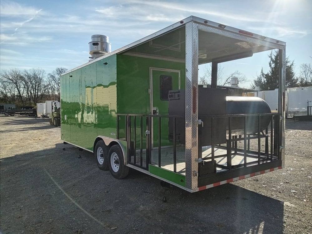 8.5′ x 24′ Lime Green BBQ Porch Style Concession Trailer with Restroom and Appliances — photo 5