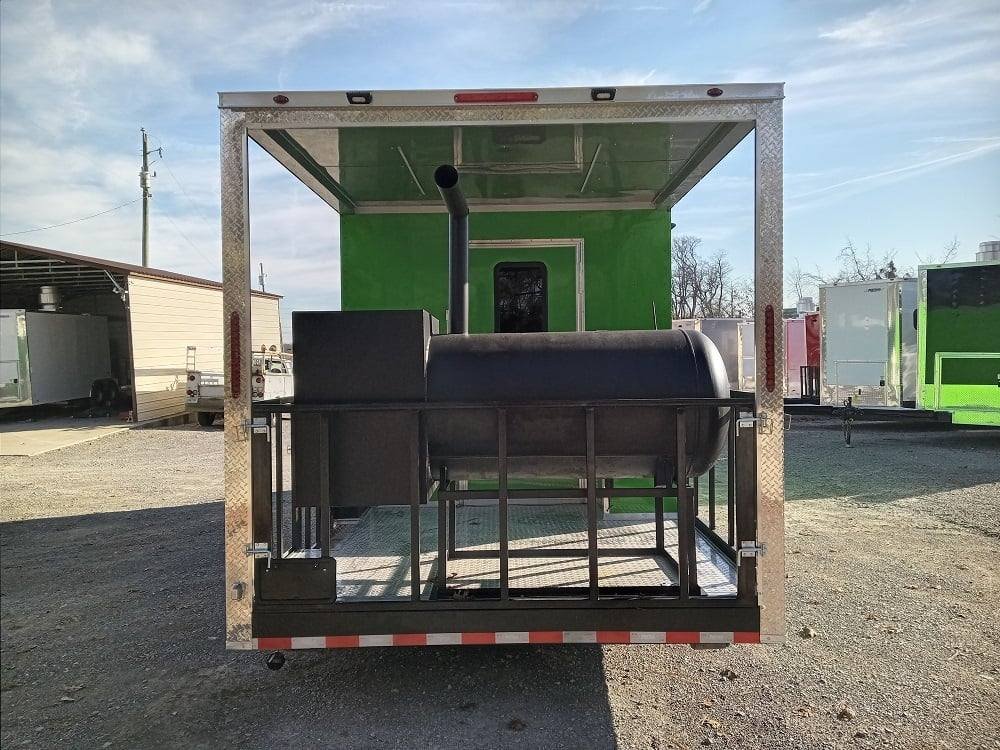 8.5′ x 24′ Lime Green BBQ Porch Style Concession Trailer with Restroom and Appliances — photo 6