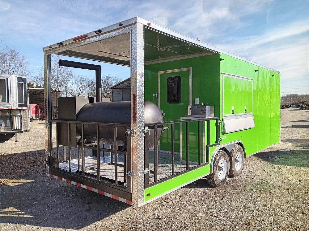 8.5′ x 24′ Lime Green BBQ Porch Style Concession Trailer with Restroom and Appliances — photo 7