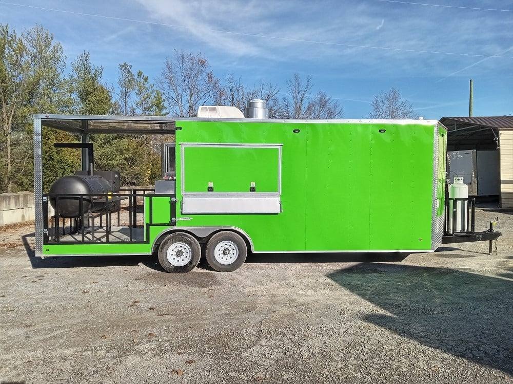 8.5′ x 24′ Lime Green BBQ Porch Style Concession Trailer with Restroom and Appliances — photo 8