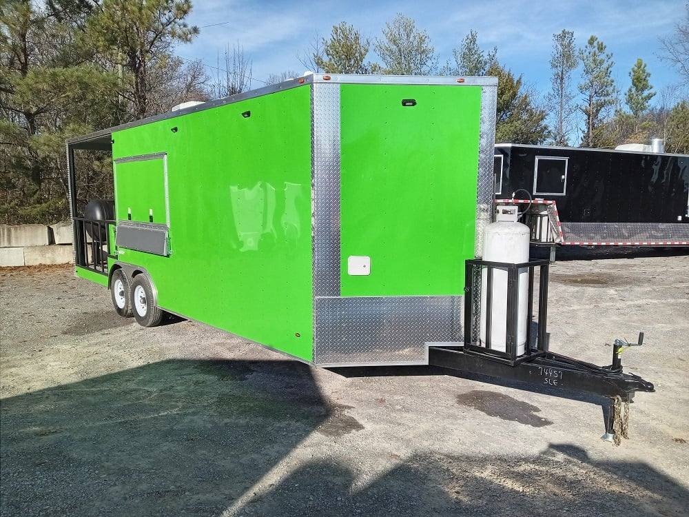 8.5′ x 24′ Lime Green BBQ Porch Style Concession Trailer with Restroom and Appliances — photo 9