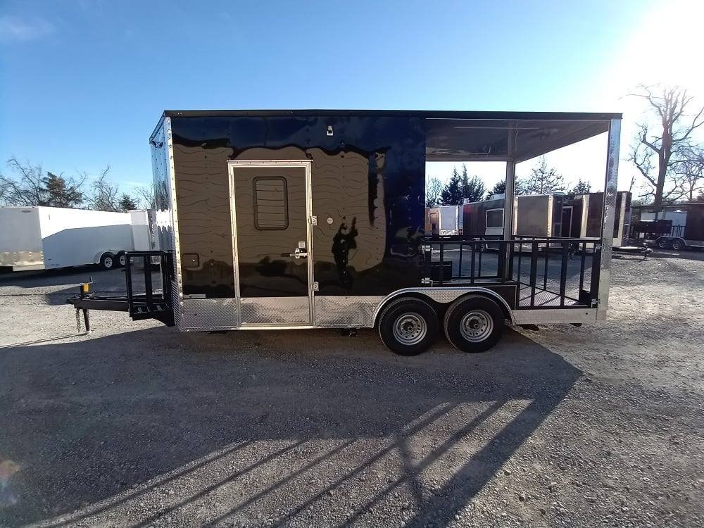 8.5′ x 18′ Black BBQ Porch Food Vending Concession Trailer — photo 4