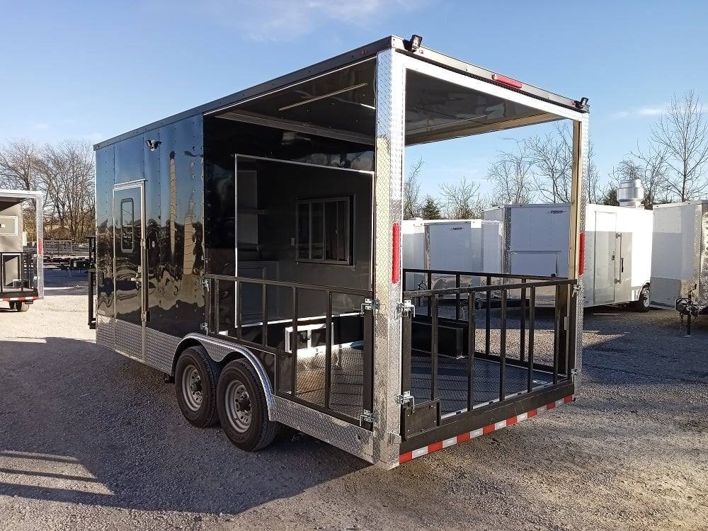 8.5′ x 18′ Black BBQ Porch Food Vending Concession Trailer — photo 6