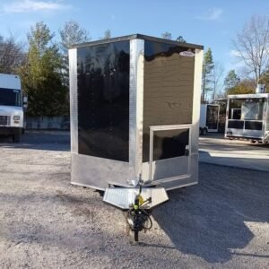 8.5 x 24 Black Pizza Trailer with double-I-beam porch and 7000lb axles - view 2