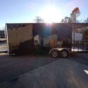 8.5 x 24 Black Pizza Trailer with double-I-beam porch and 7000lb axles - view 8