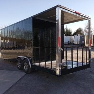 8.5 x 24 Black Pizza Trailer with double-I-beam porch and 7000lb axles - view 10