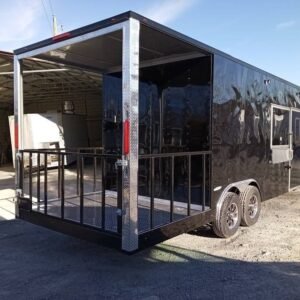 8.5 x 24 Black Pizza Trailer with double-I-beam porch and 7000lb axles - view 12