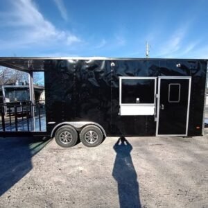 8.5 x 24 Black Pizza Trailer with double-I-beam porch and 7000lb axles - view 13