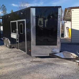 8.5 x 24 Black Pizza Trailer with double-I-beam porch and 7000lb axles - view 14