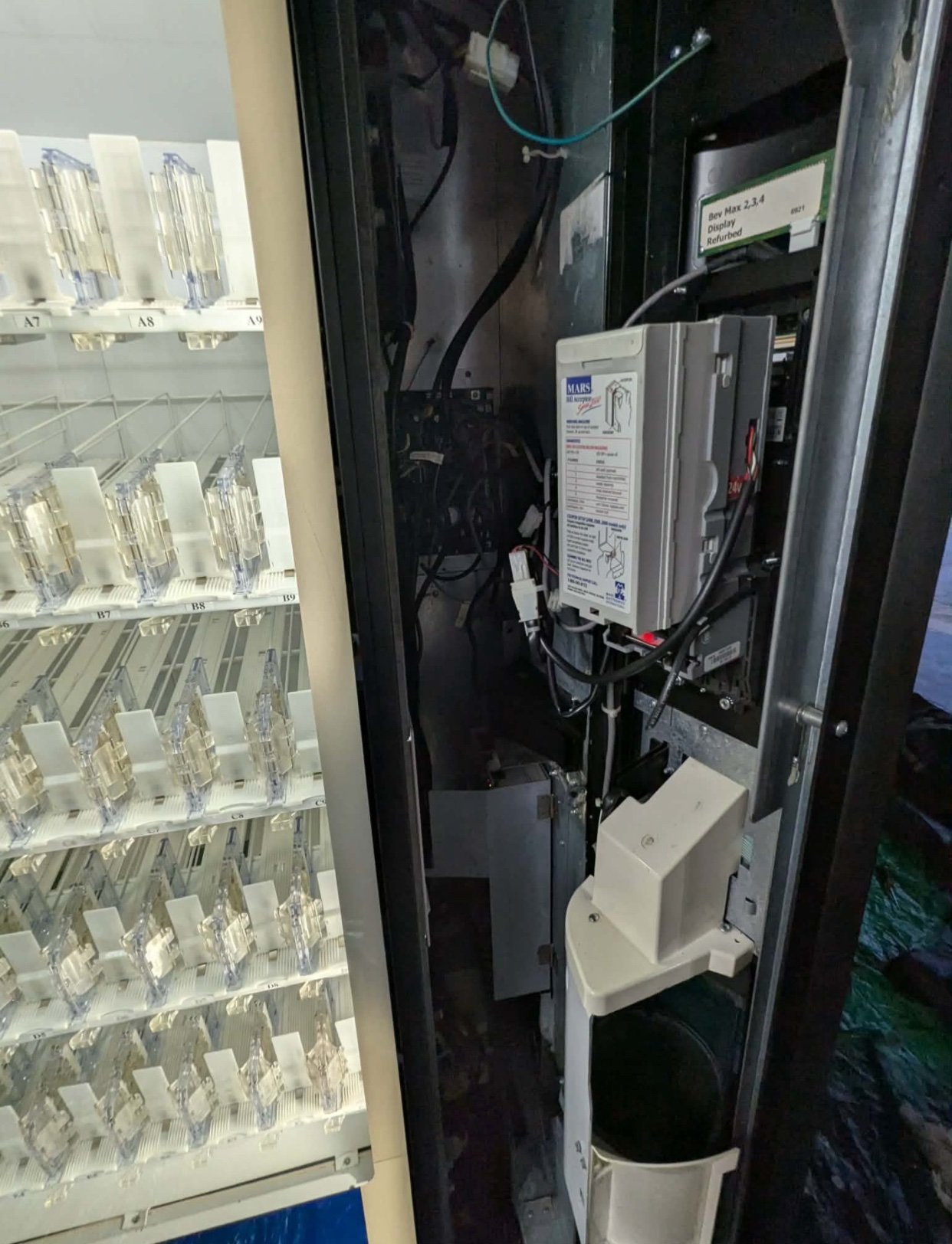 Dixie Narco BevMax 5800 Glass Front Elevator Style Drink Vending Machine with credit card reader