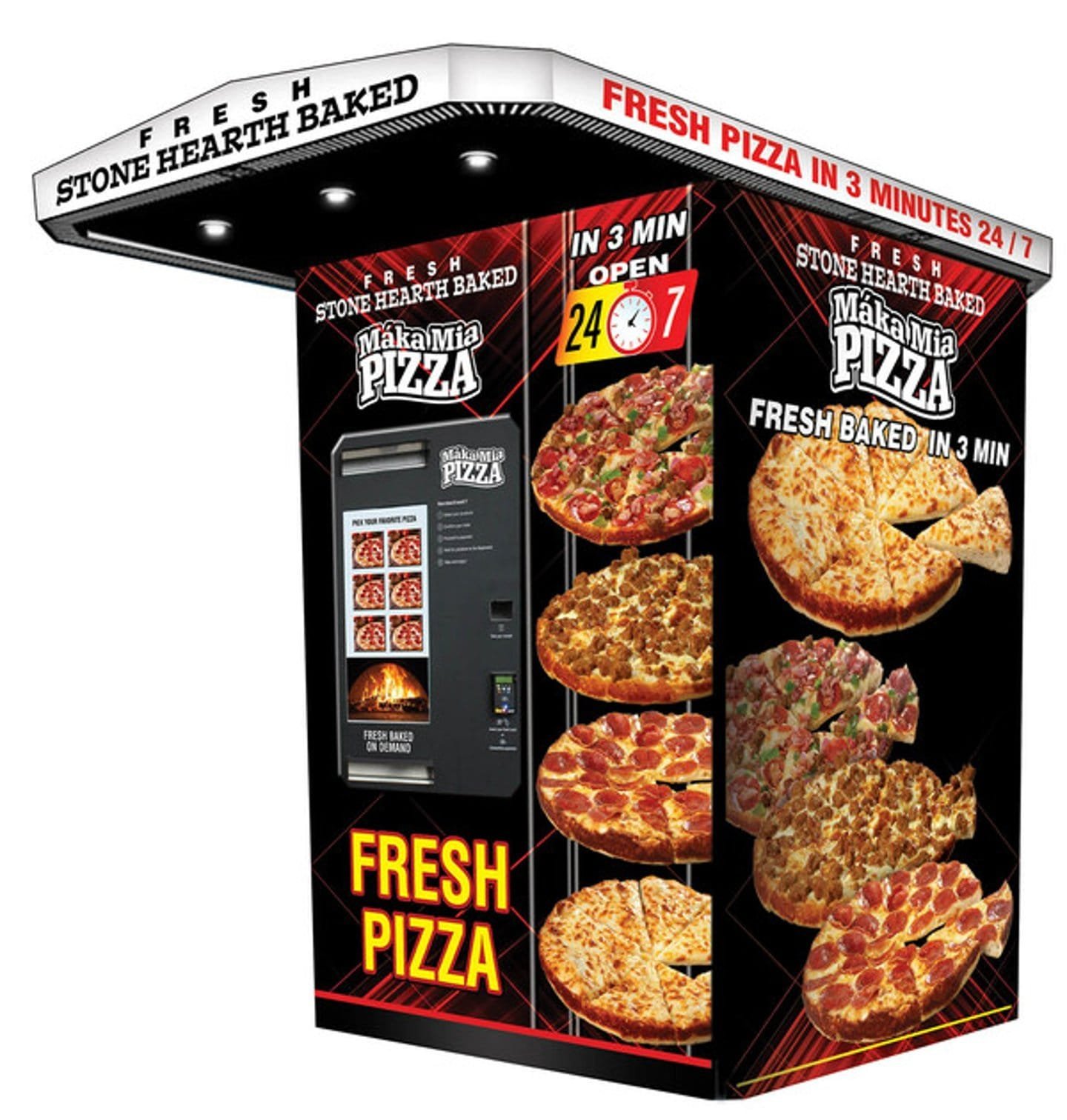 maka_mia_v4_5_robotic_pizza_shop.jpg Used outdoor pizza vending machine, weatherproof self-service hot pizza - view 3